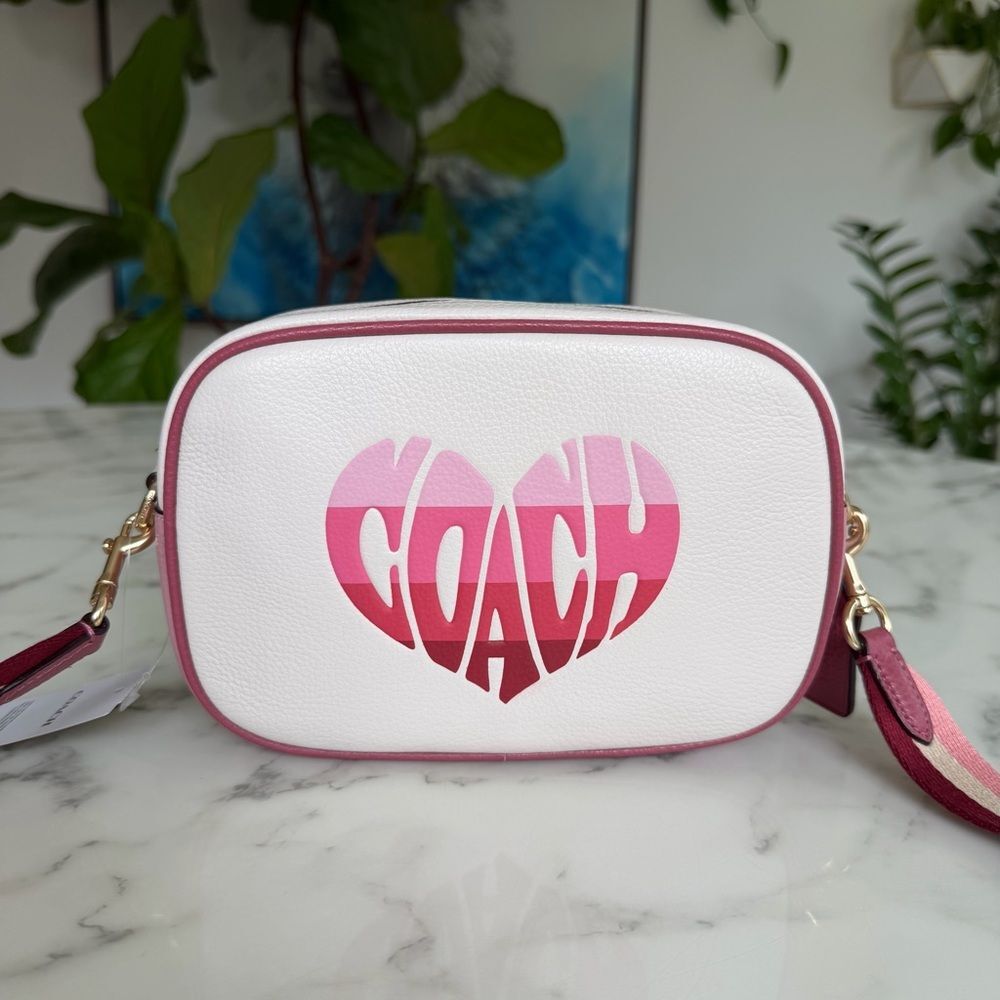 NWT Coach Mini Jamie Camera Bag With Stripe Heart Motif CA072 Chalk Pink Gold - Picture 2 of 11